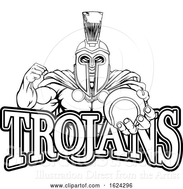 Vector Illustration of Spartan Trojan Tennis Sports Mascot