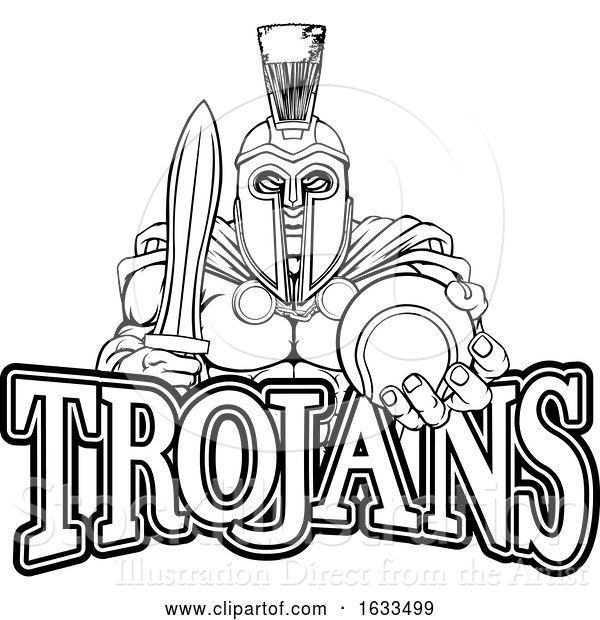 Vector Illustration of Spartan Trojan Tennis Sports Mascot