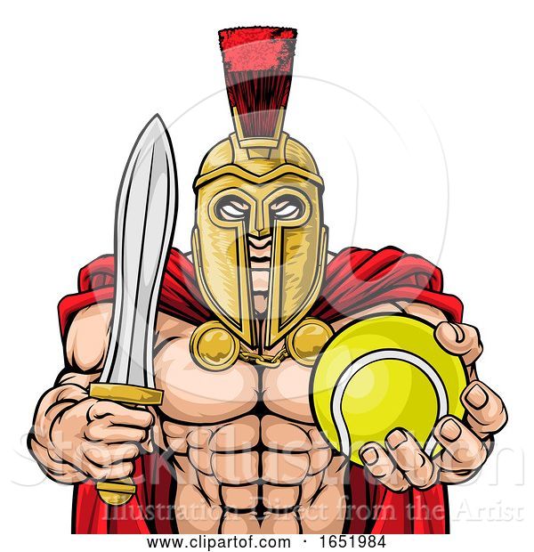 Vector Illustration of Spartan Trojan Tennis Sports Mascot