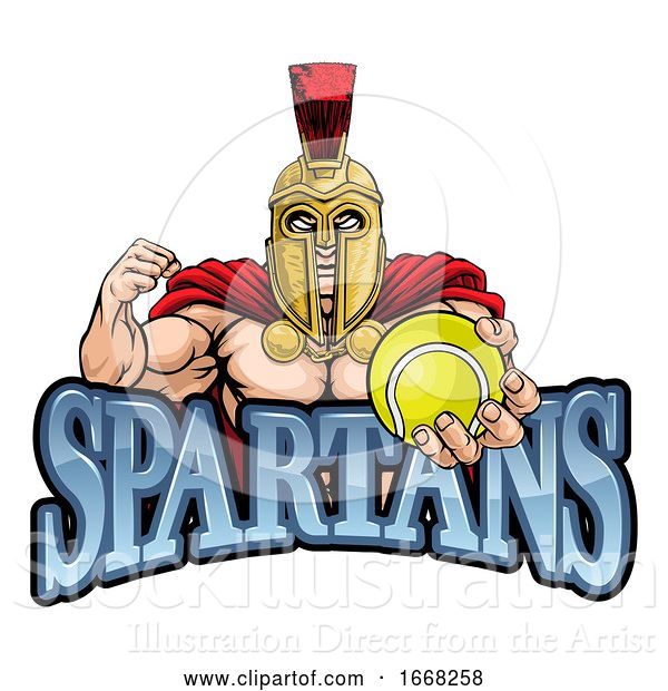 Vector Illustration of Spartan Trojan Tennis Sports Mascot