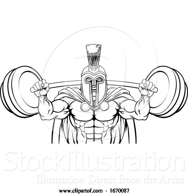 Vector Illustration of Spartan Trojan Weight Lifting Body Building Mascot