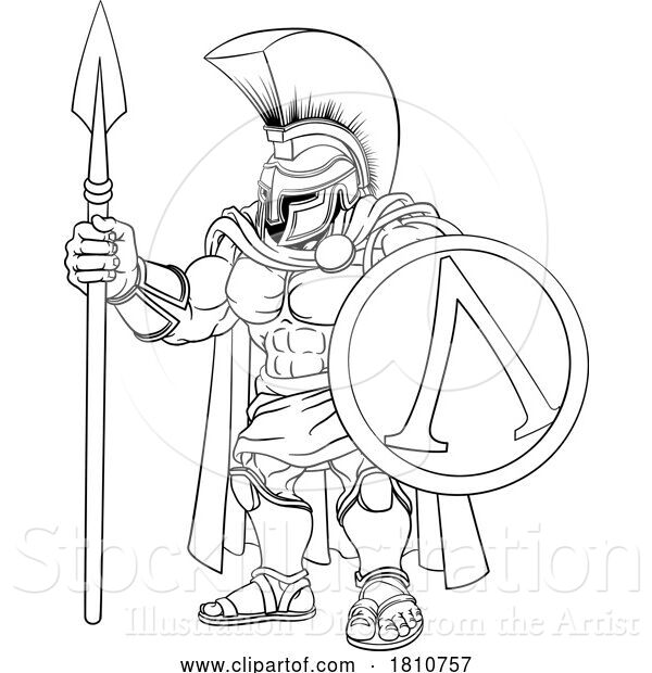 Vector Illustration of Spartan Warrior Roman Gladiator or Trojan