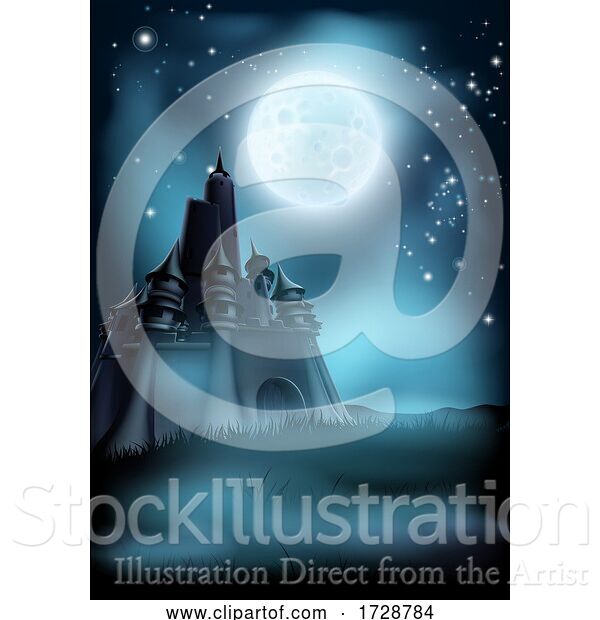 Vector Illustration of Spooky Scary Haunted Castle Background Concept