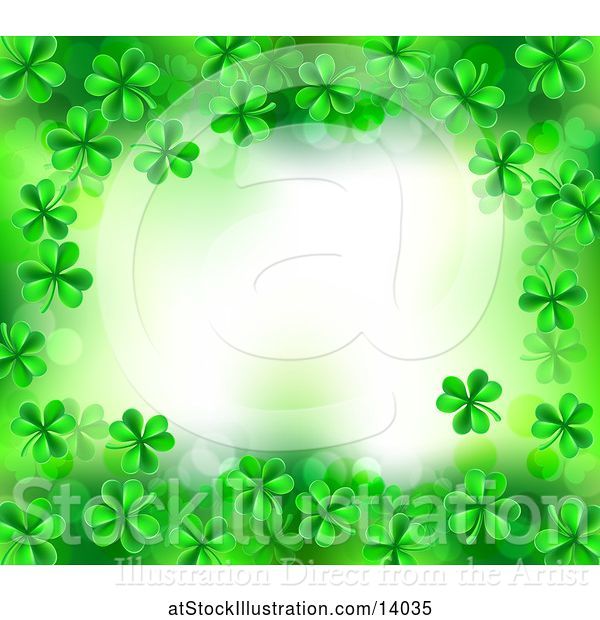 Vector Illustration of St Patricks Day Background with Green Shamrocks and Text Space