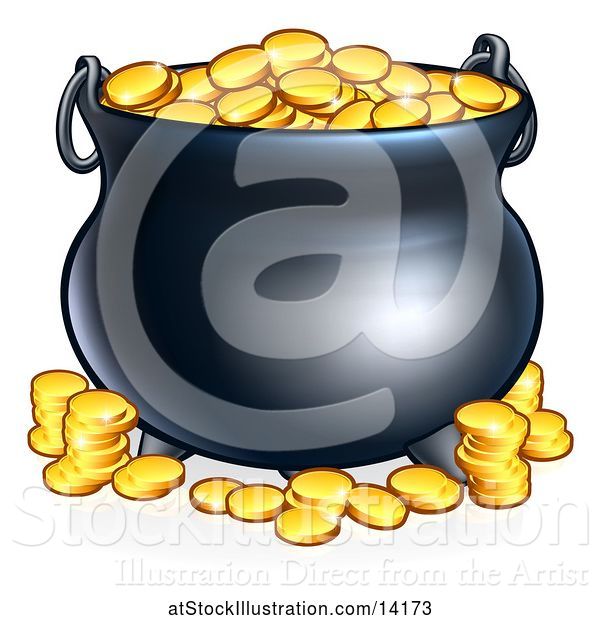 Vector Illustration of St Patricks Day Leprechaun Pot of Gold