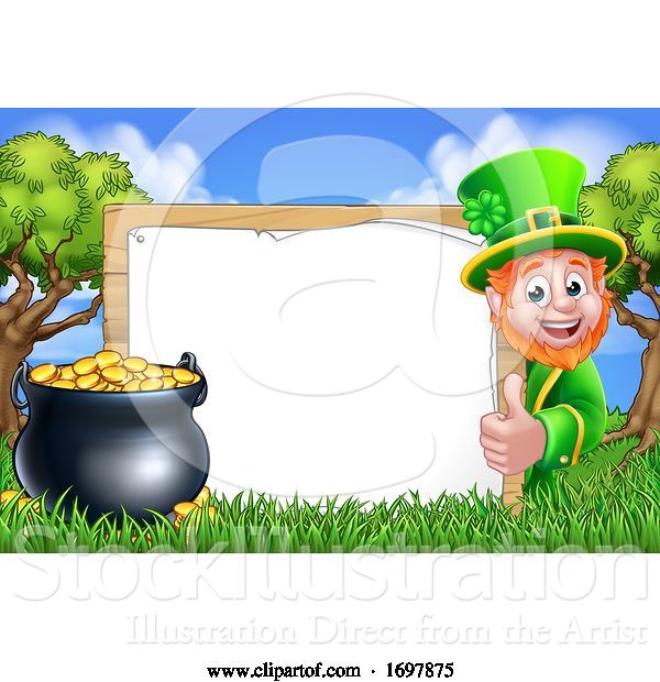 Vector Illustration of St Patricks Day Leprechaun Sign Scene