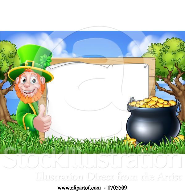 Vector Illustration of St Patricks Day Sign Leprechaun Scene