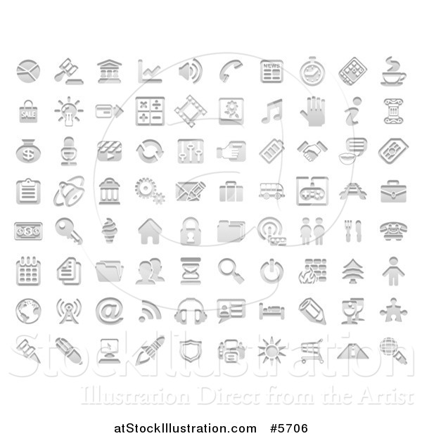 Vector Illustration of Stamp Styled Media and Website Icons