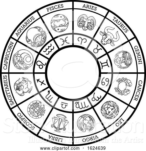 Vector Illustration of Star Signs Astrology Horoscope Zodiac Symbols Set