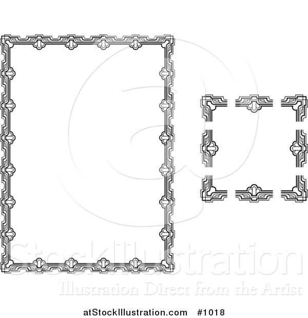 Vector Illustration of Stationery Border with Ornate Designs