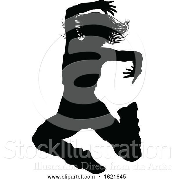 Vector Illustration of Street Dance Dancer Silhouette