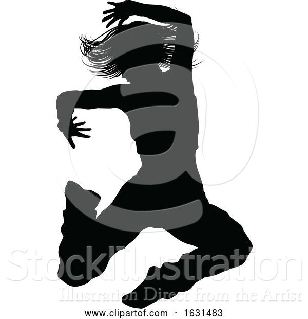 Vector Illustration of Street Dance Dancer Silhouette