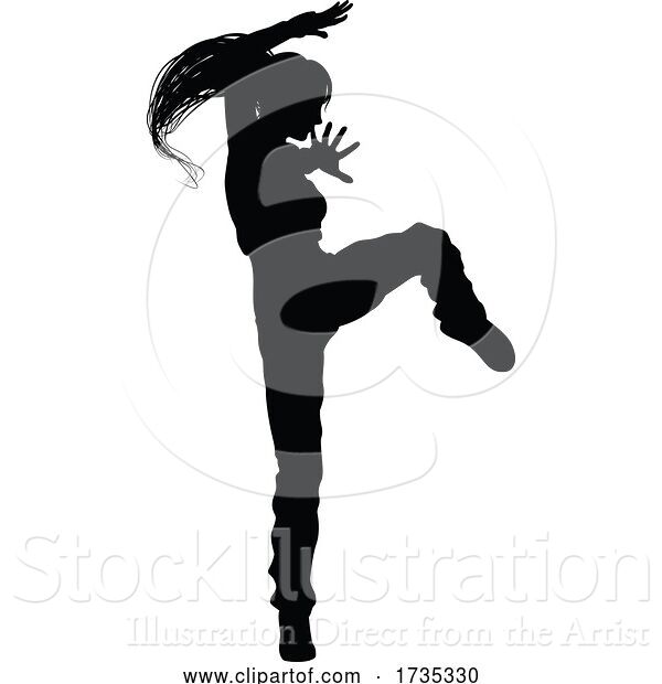 Vector Illustration of Street Dance Dancer Silhouette