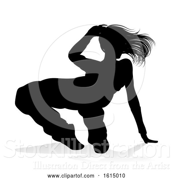 Vector Illustration of Street Dance Dancer Silhouette, on a White Background