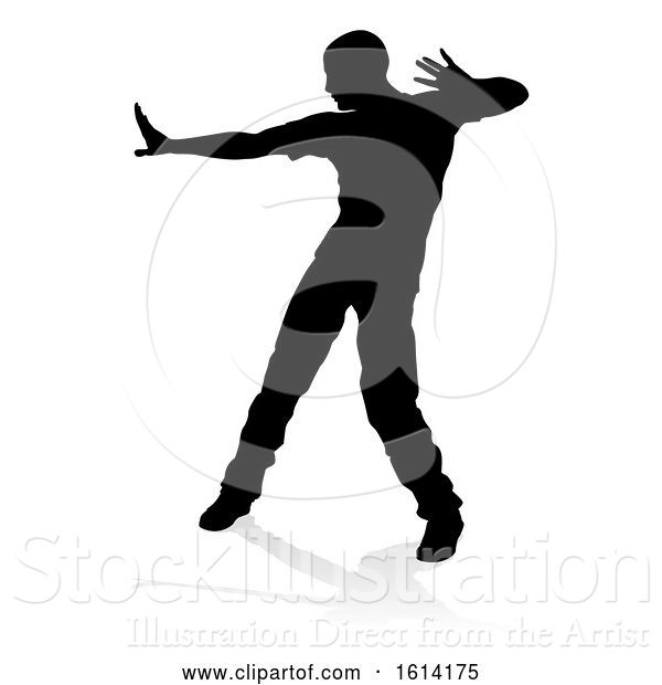 Vector Illustration of Street Dance Dancer Silhouette, on a White Background