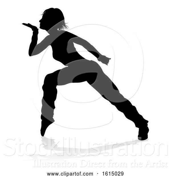 Vector Illustration of Street Dance Dancer Silhouette, on a White Background