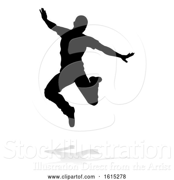 Vector Illustration of Street Dance Dancer Silhouette, on a White Background