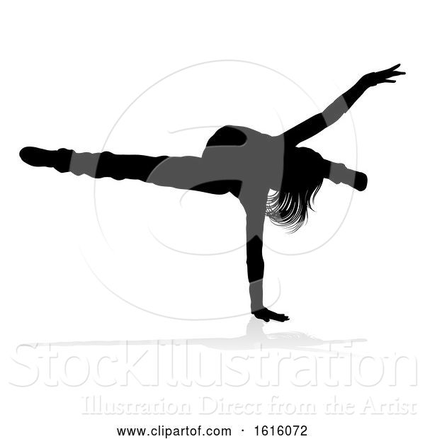 Vector Illustration of Street Dance Dancer Silhouette, on a White Background