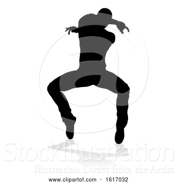 Vector Illustration of Street Dance Dancer Silhouette, on a White Background