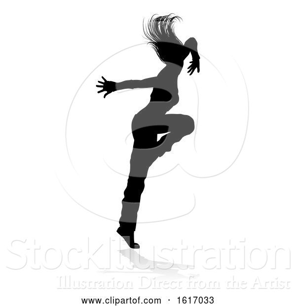 Vector Illustration of Street Dance Dancer Silhouette, on a White Background