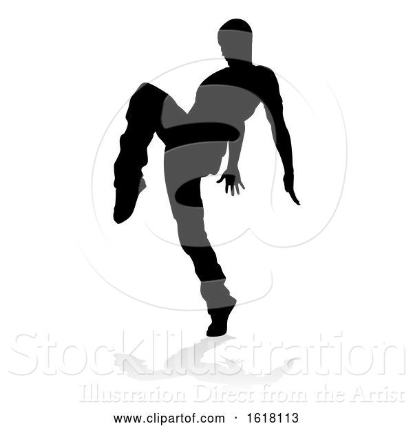 Vector Illustration of Street Dance Dancer Silhouette, on a White Background