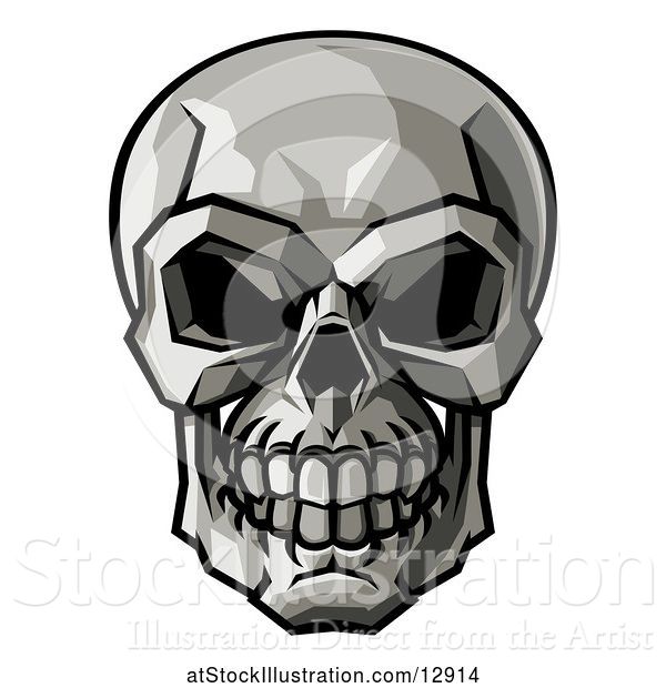 Vector Illustration of Stylised Human Skull