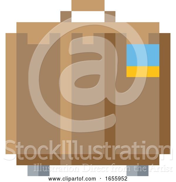 Vector Illustration of Suitcase Brief Case Pixel 8 Bit Game Art Icon