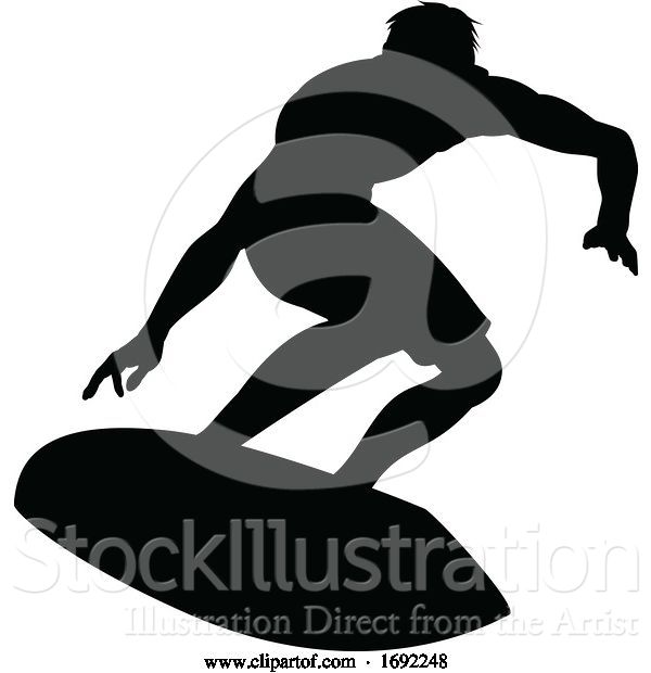 Vector Illustration of Surfer Silhouette