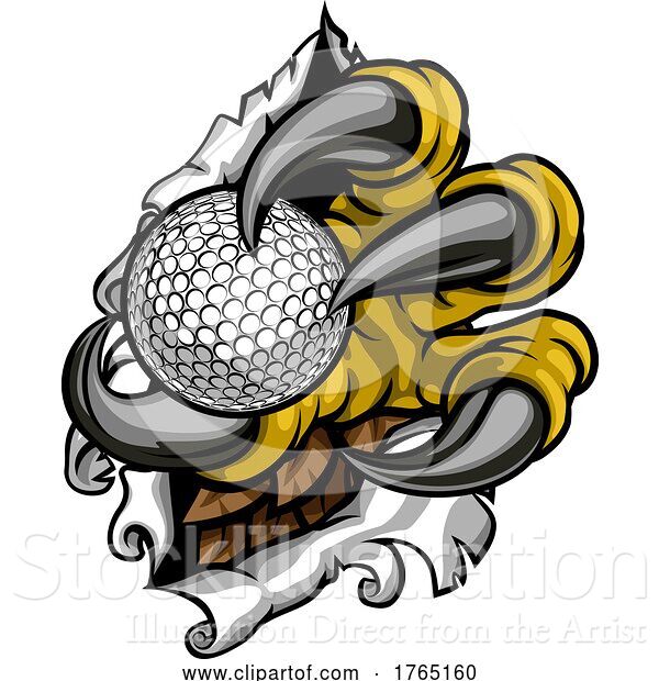 Vector Illustration of Tearing Ripping Claw Talons Holding Golf Ball