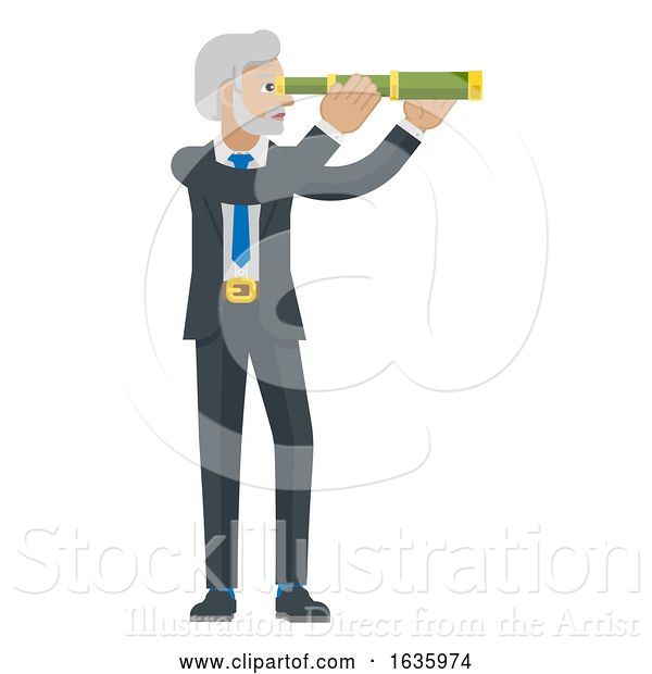 Vector Illustration of Telescope Spyglass Character Business Concept