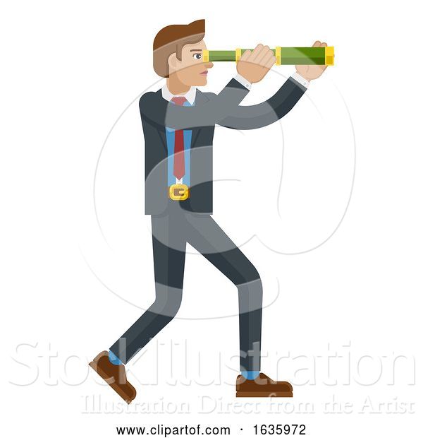 Vector Illustration of Telescope Spyglass Character Business Concept