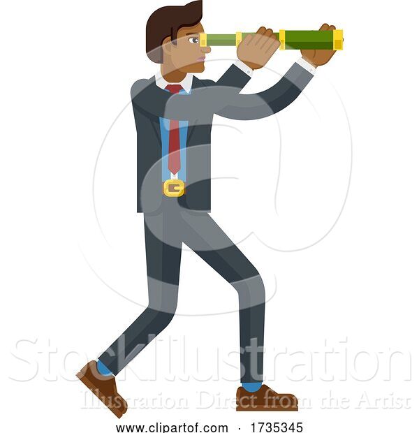 Vector Illustration of Telescope Spyglass Character Business Concept