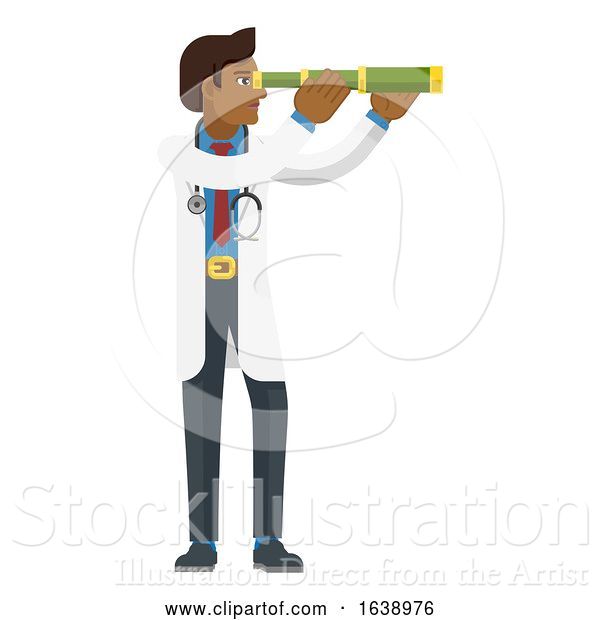 Vector Illustration of Telescope Spyglass Doctor Concept