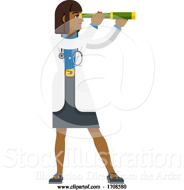 Vector Illustration of Telescope Spyglass Doctor Concept