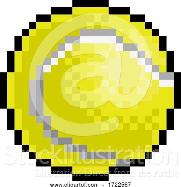 Vector Illustration of Tennis Ball Pixel Art Eight Bit Sports Game Icon