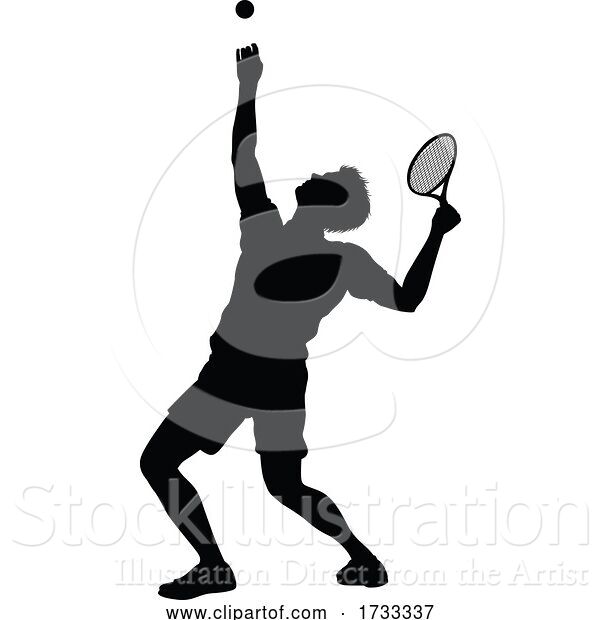 Vector Illustration of Tennis Player Guy Sports Person Silhouette