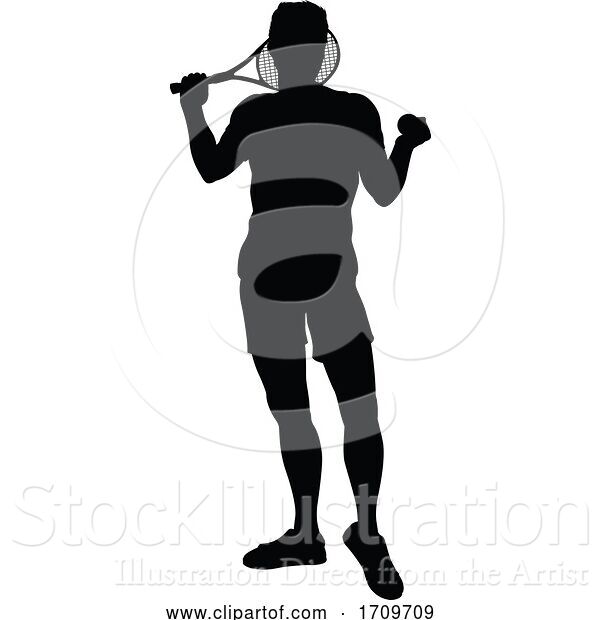 Vector Illustration of Tennis Silhouette Sport Player Guy