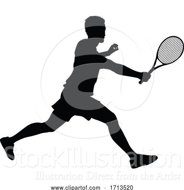 Vector Illustration of Tennis Silhouette Sport Player Guy