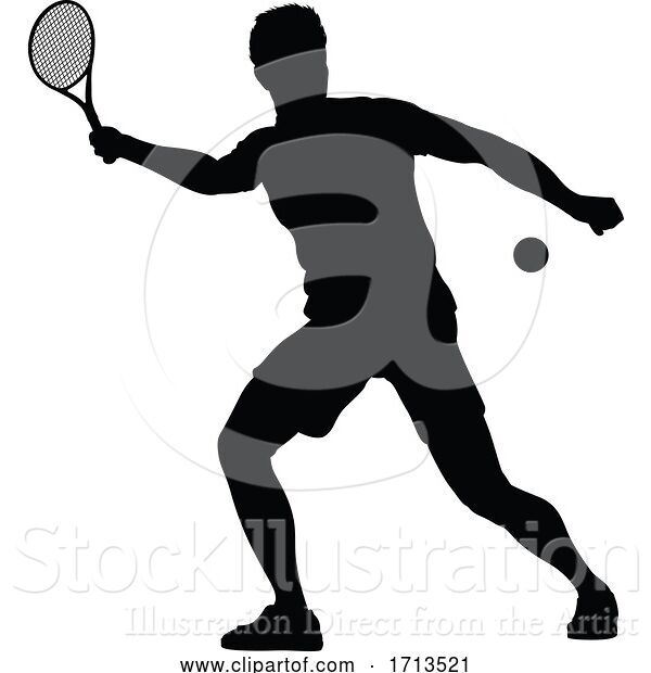 Vector Illustration of Tennis Silhouette Sport Player Guy