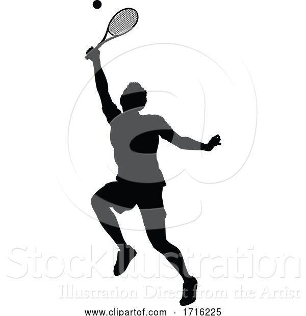 Vector Illustration of Tennis Silhouette Sport Player Guy