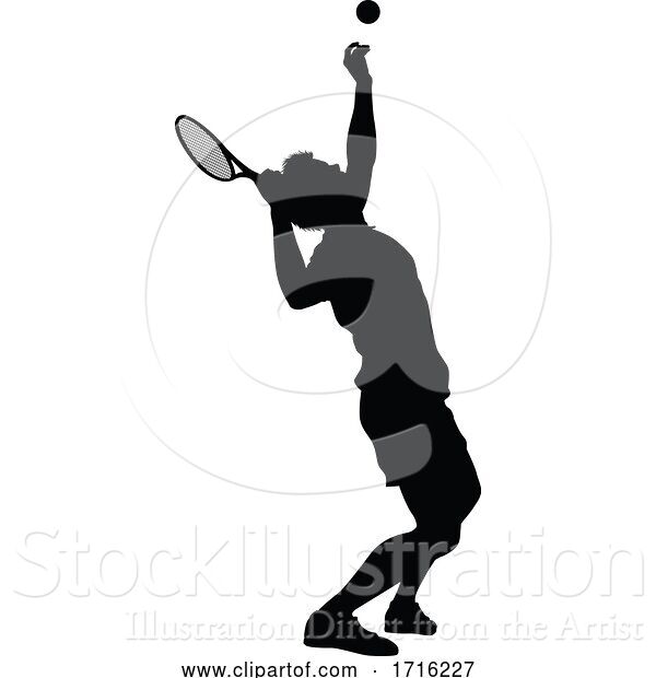 Vector Illustration of Tennis Silhouette Sport Player Guy