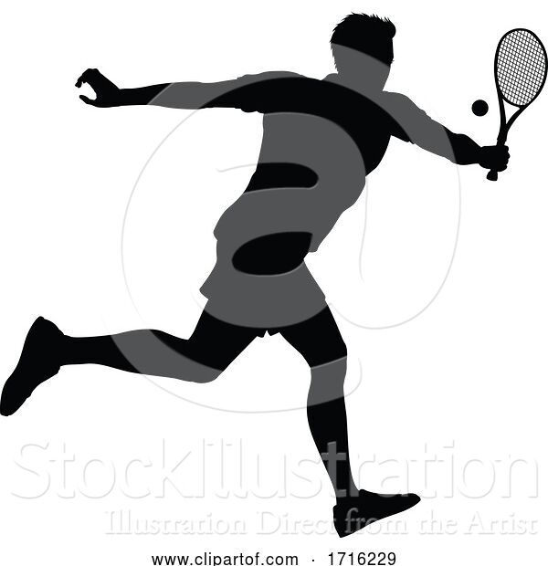 Vector Illustration of Tennis Silhouette Sport Player Guy