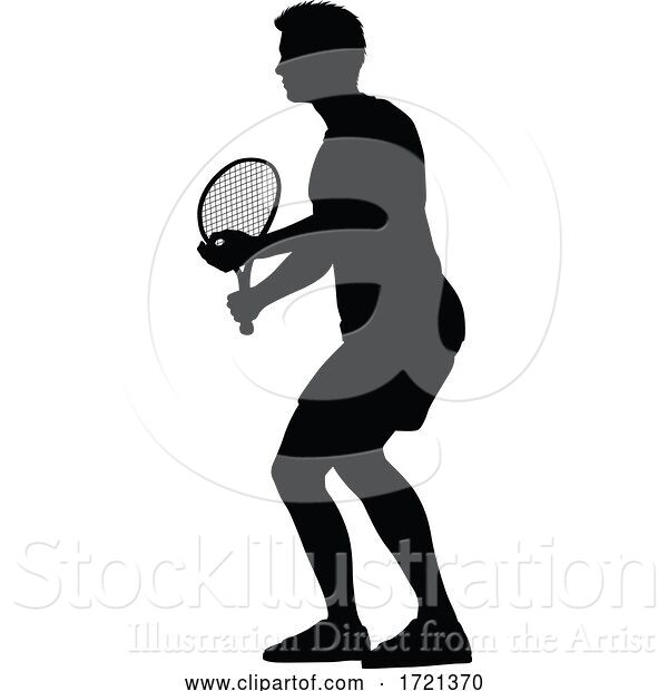 Vector Illustration of Tennis Silhouette Sport Player Guy