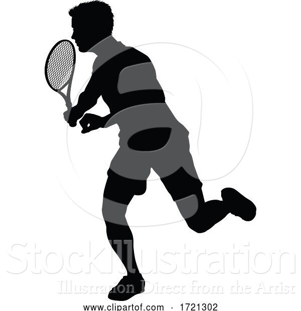 Vector Illustration of Tennis Silhouette Sport Player Guy