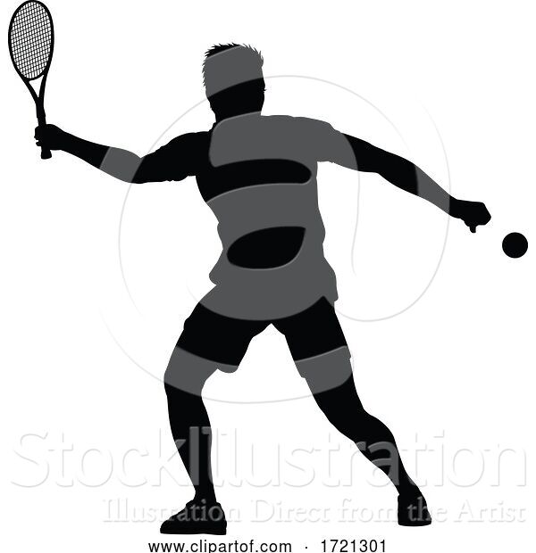 Vector Illustration of Tennis Silhouette Sport Player Guy