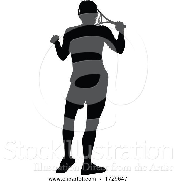 Vector Illustration of Tennis Silhouette Sport Player Guy