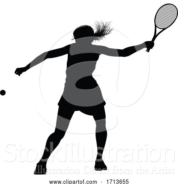 Vector Illustration of Tennis Silhouette Sport Player Lady