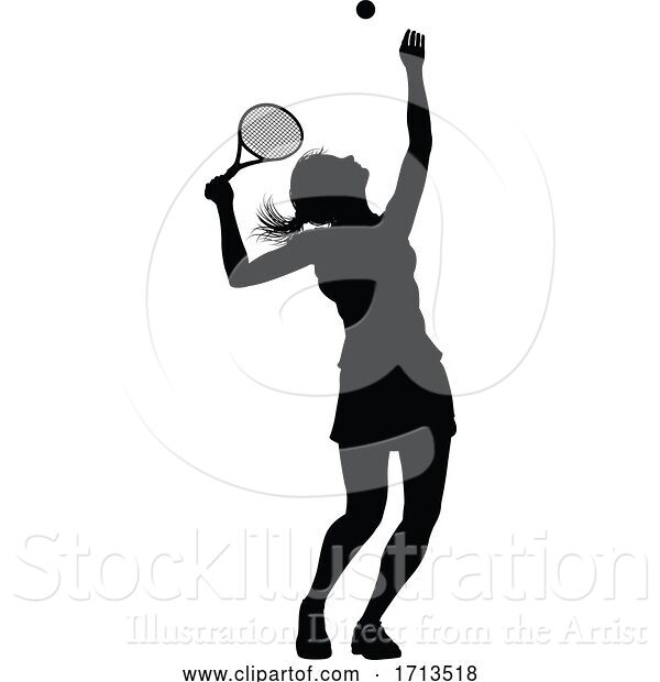 Vector Illustration of Tennis Silhouette Sport Player Lady