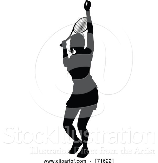 Vector Illustration of Tennis Silhouette Sport Player Lady