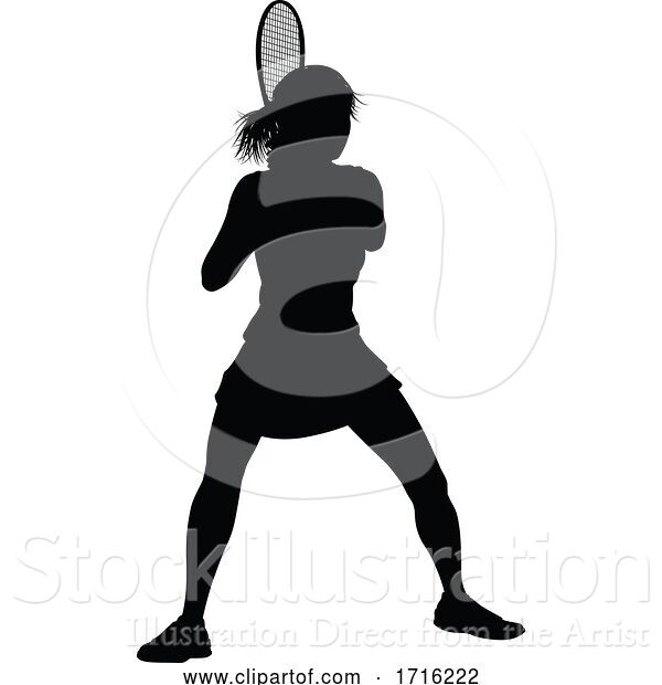 Vector Illustration of Tennis Silhouette Sport Player Lady